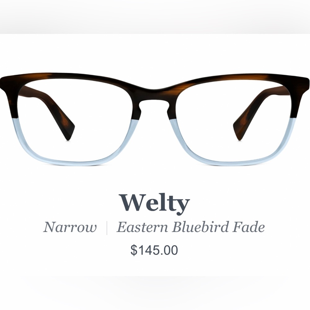 Warby Parker Blue Light Glasses Welty Eastern Bluebird Fade Narrow